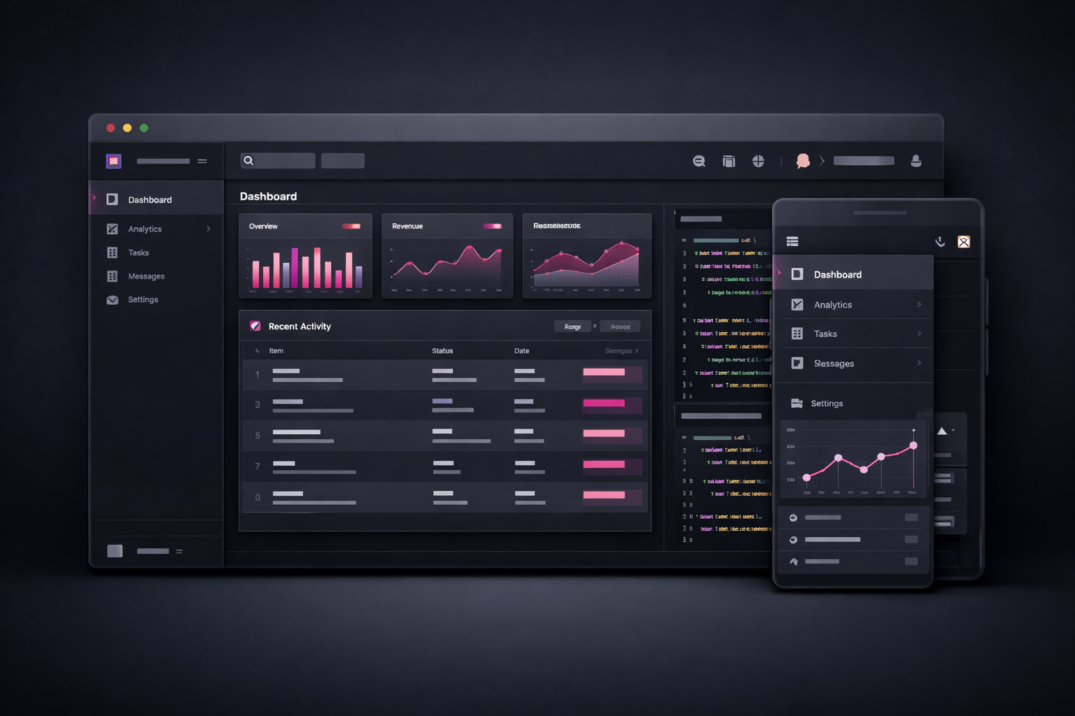 SaaS dashboard layout
